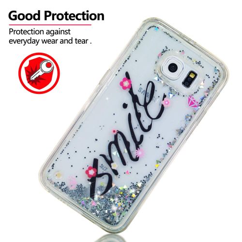  Miagon Fluessig Huelle fuer Samsung Galaxy S7 Edge,Glitzer Weich Treibsand Handyhuelle Glitter Quicksand Silikon TPU Bumper Schutzhuelle Case Cover-Gold Turm Blume