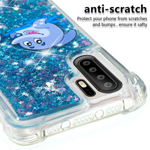  Miagon Fluessig Huelle fuer Huawei P30 Pro,Glitzer Weich Treibsand Handyhuelle Glitter Quicksand Silikon TPU Bumper Schutzhuelle Case Cover-Gruen Frosch