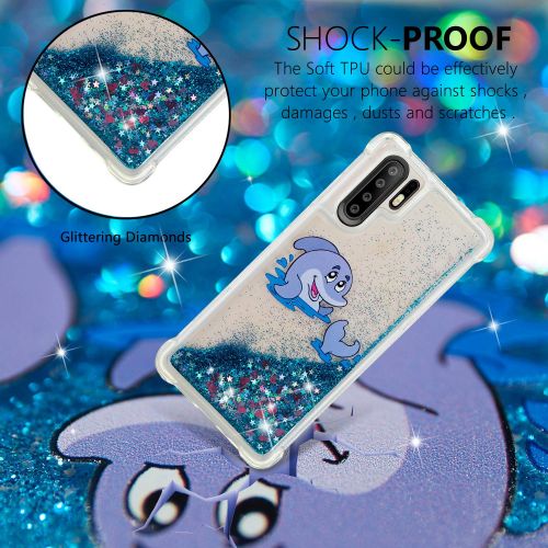  Miagon Fluessig Huelle fuer Huawei P30 Pro,Glitzer Weich Treibsand Handyhuelle Glitter Quicksand Silikon TPU Bumper Schutzhuelle Case Cover-Gruen Frosch