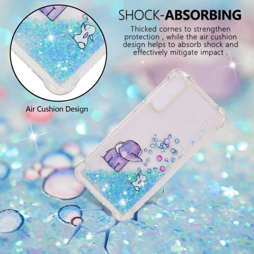  Miagon Fluessig Huelle fuer Huawei P20 Pro,Glitzer Weich Treibsand Handyhuelle Glitter Quicksand Silikon TPU Bumper Schutzhuelle Case Cover-Elefant Hase