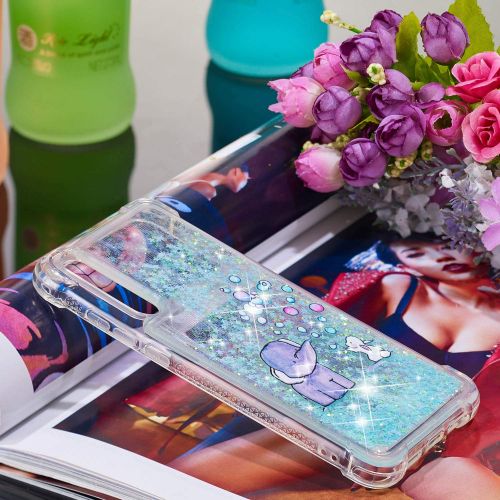  Miagon Fluessig Huelle fuer Huawei P20 Pro,Glitzer Weich Treibsand Handyhuelle Glitter Quicksand Silikon TPU Bumper Schutzhuelle Case Cover-Elefant Hase