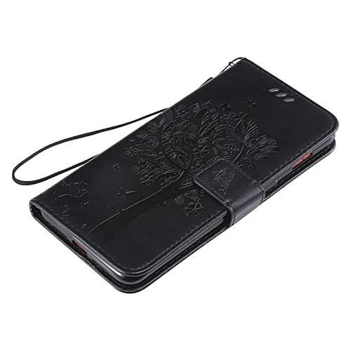  Miagon fuer Huawei P30 Lite Geldboerse Wallet Case,PU Leder Baum Katze Schmetterling Flip Cover Klapphuelle Tasche Schutzhuelle mit Magnet Handschlaufe Strap