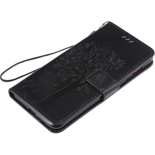  Miagon fuer Huawei P30 Lite Geldboerse Wallet Case,PU Leder Baum Katze Schmetterling Flip Cover Klapphuelle Tasche Schutzhuelle mit Magnet Handschlaufe Strap