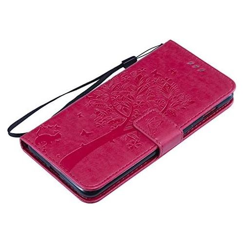  Miagon fuer iPhone XR Geldboerse Wallet Case,PU Leder Baum Katze Schmetterling Flip Cover Klapphuelle Tasche Schutzhuelle mit Magnet Handschlaufe Strap