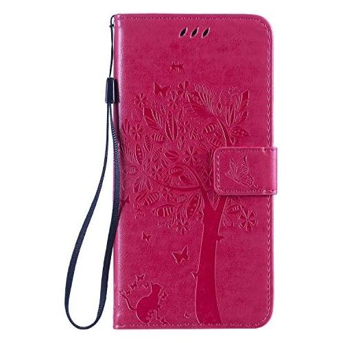  Miagon fuer iPhone XR Geldboerse Wallet Case,PU Leder Baum Katze Schmetterling Flip Cover Klapphuelle Tasche Schutzhuelle mit Magnet Handschlaufe Strap