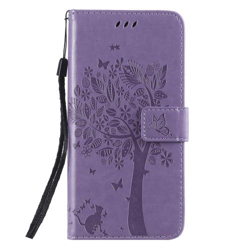  Miagon fuer Samsung Galaxy S9 Geldboerse Wallet Case,PU Leder Baum Katze Schmetterling Flip Cover Klapphuelle Tasche Schutzhuelle mit Magnet Handschlaufe Strap