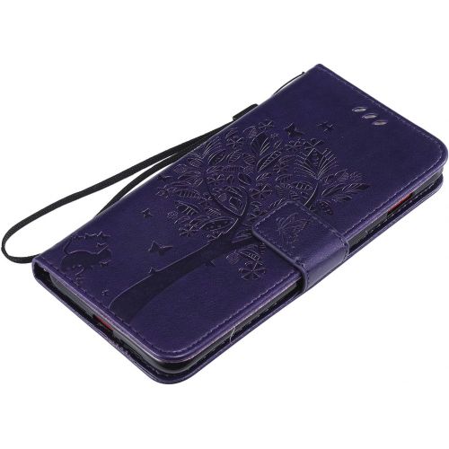  Miagon fuer Samsung Galaxy S9 Geldboerse Wallet Case,PU Leder Baum Katze Schmetterling Flip Cover Klapphuelle Tasche Schutzhuelle mit Magnet Handschlaufe Strap
