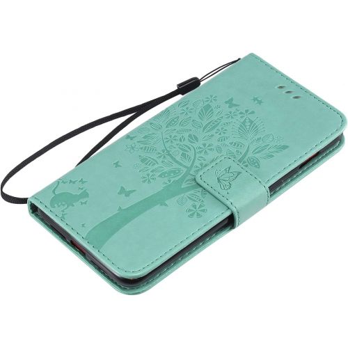  Miagon fuer Samsung Galaxy S10 Geldboerse Wallet Case,PU Leder Baum Katze Schmetterling Flip Cover Klapphuelle Tasche Schutzhuelle mit Magnet Handschlaufe Strap