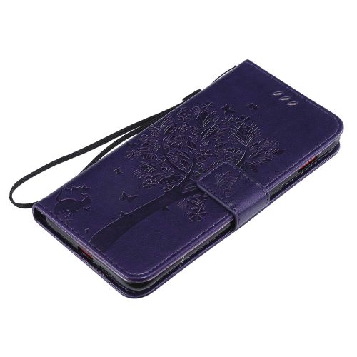  Miagon fuer Huawei Honor 8X Geldboerse Wallet Case,PU Leder Baum Katze Schmetterling Flip Cover Klapphuelle Tasche Schutzhuelle mit Magnet Handschlaufe Strap