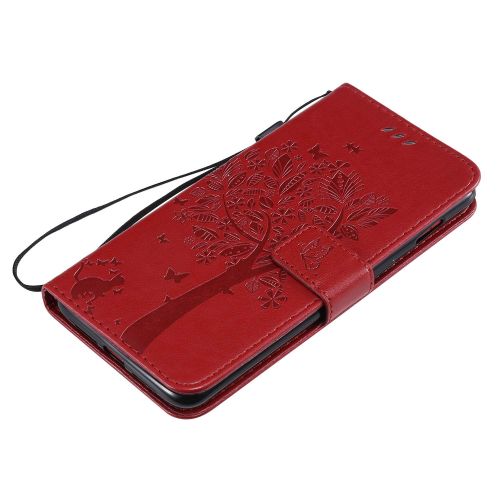  Miagon fuer iPhone XR Geldboerse Wallet Case,PU Leder Baum Katze Schmetterling Flip Cover Klapphuelle Tasche Schutzhuelle mit Magnet Handschlaufe Strap