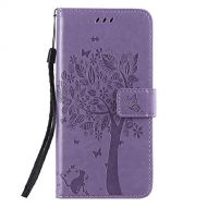 Miagon fuer Huawei P30 Geldboerse Wallet Case,PU Leder Baum Katze Schmetterling Flip Cover Klapphuelle Tasche Schutzhuelle mit Magnet Handschlaufe Strap