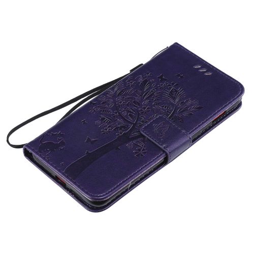  Miagon fuer OnePlus 7 Geldboerse Wallet Case,PU Leder Baum Katze Schmetterling Flip Cover Klapphuelle Tasche Schutzhuelle mit Magnet Handschlaufe Strap