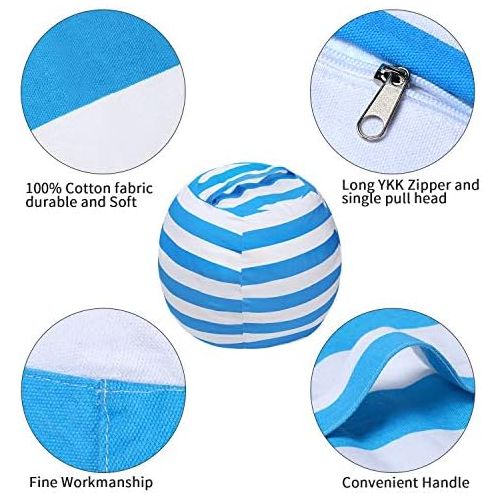  [아마존베스트]Miaowater Stuffed Animal Storage Bean Bag Chair Cover, Cotton Canvas Beanbag with Zipper for Organizing Kids and Adults Room Blue 24