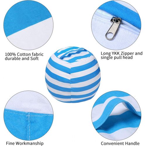  [아마존베스트]Miaowater Stuffed Animal Storage Bean Bag Chair Cover, Cotton Canvas Beanbag with Zipper for Organizing Kids and Adults Room Blue 24