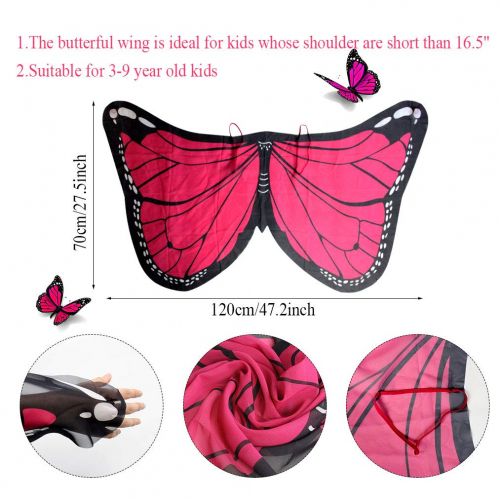  Miayon Butterfly Wings Costume for Girls, 4pcs Fairy Princess Dress Up Costume Accessories for Cosplay Party Theme Party (Rainbow)