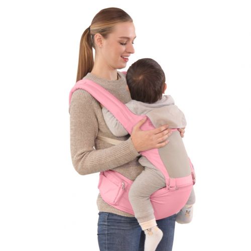  Mibor Baby Carrier Sling: Designer Baby Carrier & Baby Sling 6 in 1 for All Seasons|Breathable, Comfortable, Lightweight & Soft Baby Carrier with Baby Hip Seat (Light Pink)