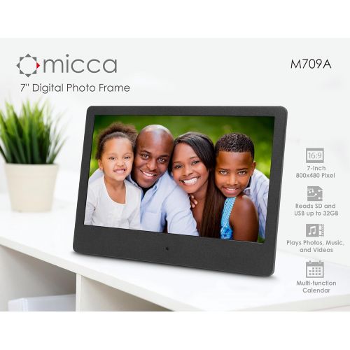  [아마존베스트]Micca NEO 7-Inch Digital Photo Frame with High Resolution Widescreen LCD, MP3 Music and 720P HD Video Playback, Auto On/Off Timer, Ultra Slim Design (M709A)