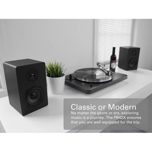  [아마존베스트]Micca PB42X Powered Bookshelf Speakers With 4-Inch Carbon Fiber Woofer and Silk Dome Tweeter (Pair)