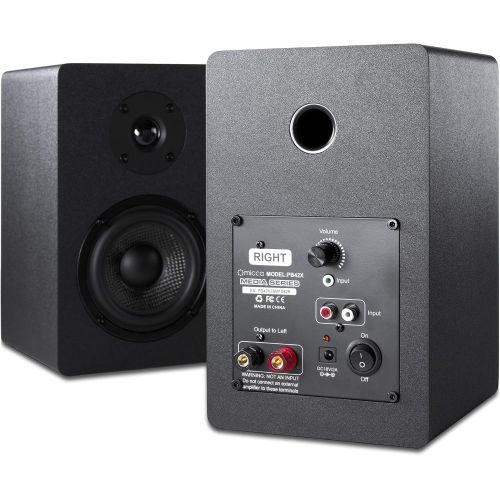  [아마존베스트]Micca PB42X Powered Bookshelf Speakers With 4-Inch Carbon Fiber Woofer and Silk Dome Tweeter (Pair)