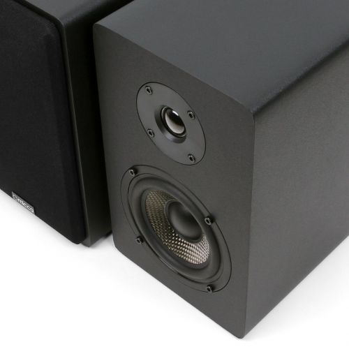  Micca MB42X Bookshelf Speakers with 4-Inch Carbon Fiber Woofer and Silk Dome Tweeter (Black, Pair)