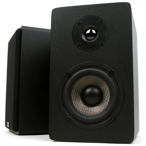  Micca MB42X Bookshelf Speakers with 4-Inch Carbon Fiber Woofer and Silk Dome Tweeter (Black, Pair)