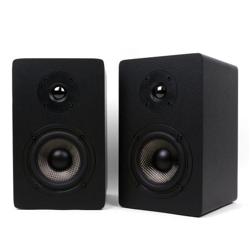  Micca MB42X Bookshelf Speakers with 4-Inch Carbon Fiber Woofer and Silk Dome Tweeter (Black, Pair)