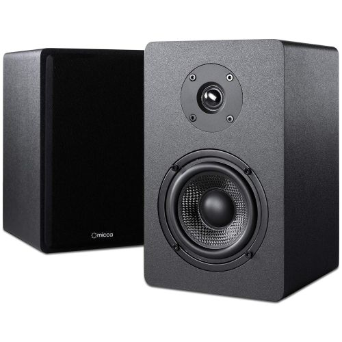  Micca PB42X Powered Bookshelf Speakers with 4-Inch Carbon Fiber Woofer and Silk Dome Tweeter (Pair)