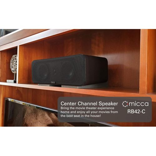  Micca RB42-C Center Channel Bookshelf Speaker with 4-Inch Woofers and Silk Tweeter (Dark Walnut, Each)