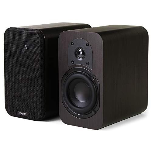  Micca RB42 Reference Bookshelf Speaker with 4-Inch Woofer and Silk Tweeter (Dark Walnut, Pair)