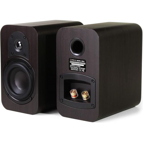  Micca RB42 Reference Bookshelf Speaker with 4-Inch Woofer and Silk Tweeter (Dark Walnut, Pair)