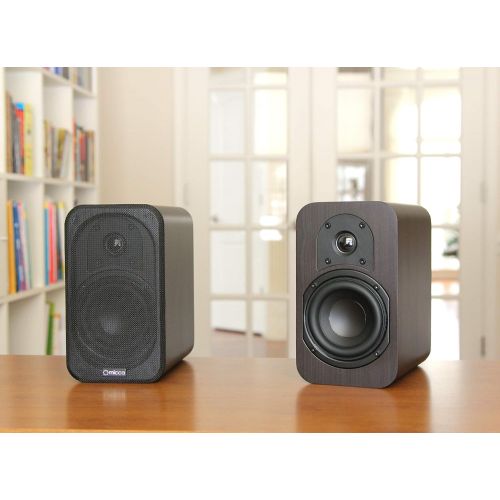  Micca RB42 Reference Bookshelf Speaker with 4-Inch Woofer and Silk Tweeter (Dark Walnut, Pair)