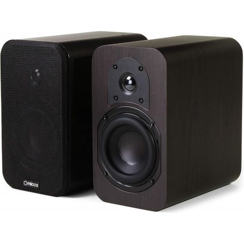  Micca RB42 Reference Bookshelf Speaker with 4-Inch Woofer and Silk Tweeter (Dark Walnut, Pair)