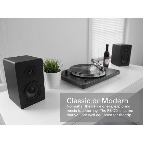  Micca PB42X Powered Bookshelf Speakers With 4-Inch Carbon Fiber Woofer and Silk Dome Tweeter (Pair)