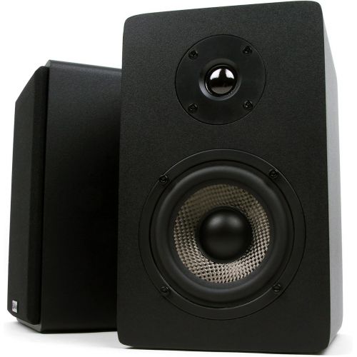  Micca PB42X Powered Bookshelf Speakers With 4-Inch Carbon Fiber Woofer and Silk Dome Tweeter (Pair)