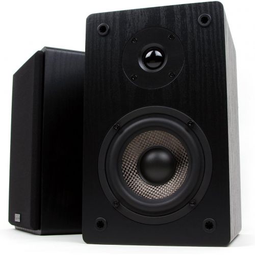  Micca PB42X Powered Bookshelf Speakers With 4-Inch Carbon Fiber Woofer and Silk Dome Tweeter (Pair)