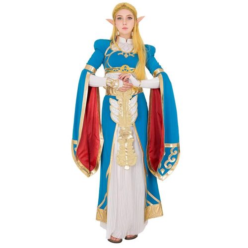  Miccostumes miccostumes Womens Princess Link Cosplay Costume Blue Outfit with Accessories