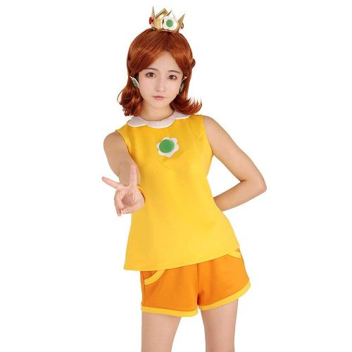  Miccostumes Womens Princess Daisy Tennis Outfit Cosplay Costume with Crown