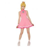Miccostumes Womens Princess Peach Tennis Dress Cosplay Costume with Crown