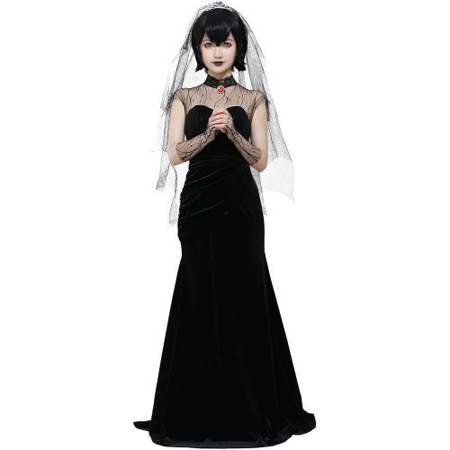  할로윈 용품miccostumes Womens Mavis Dracula Halloween Costume Black Wedding Dress