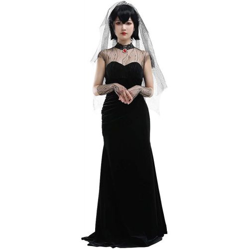  할로윈 용품miccostumes Womens Mavis Dracula Halloween Costume Black Wedding Dress