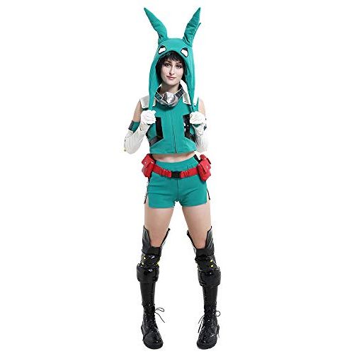  할로윈 용품miccostumes Womens Midoriya Izuku Deku Cosplay Costume Sportswear with Plush Hat Moving Ears