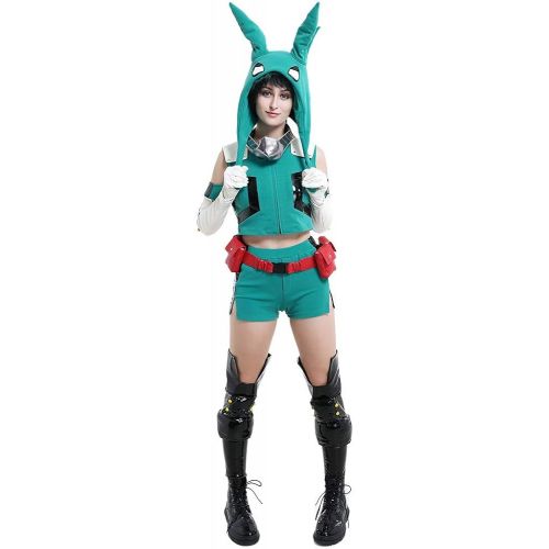  할로윈 용품miccostumes Womens Midoriya Izuku Deku Cosplay Costume Sportswear with Plush Hat Moving Ears