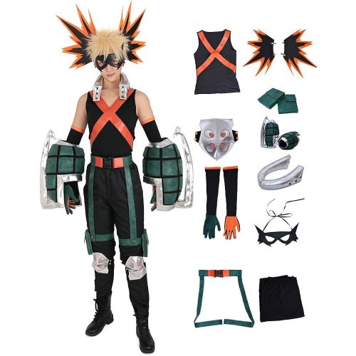  할로윈 용품miccostumes Mens Katsuki Bakugou Hero Cosplay Costume with Gauntlets