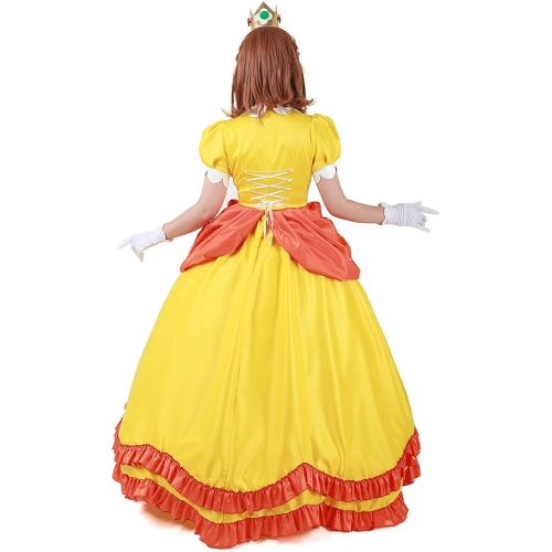  할로윈 용품Miccostumes Womens Yellow Princess Daisy Cosplay Costume Dress
