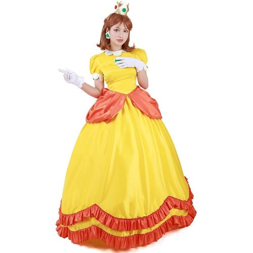  할로윈 용품Miccostumes Womens Yellow Princess Daisy Cosplay Costume Dress