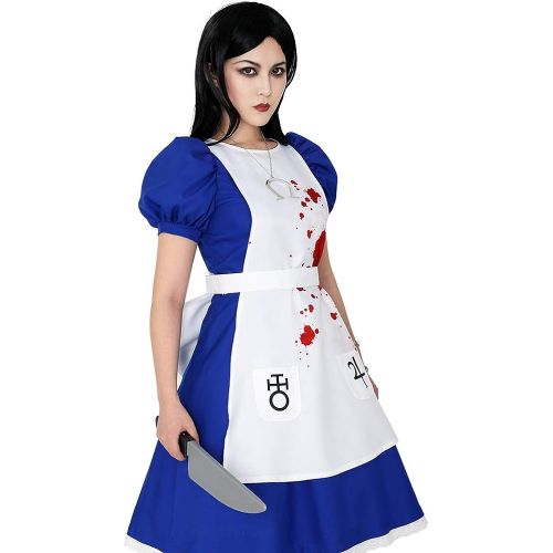  할로윈 용품miccostumes Womens Alice Liddell Cosplay Costume Halloween Dress with Apron Skull Pendant