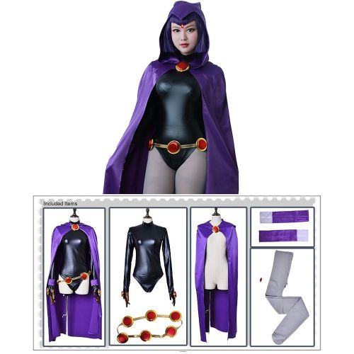  할로윈 용품miccostumes Womens Rachel Purple Cloak Black Jumpsuit Cosplay Costume