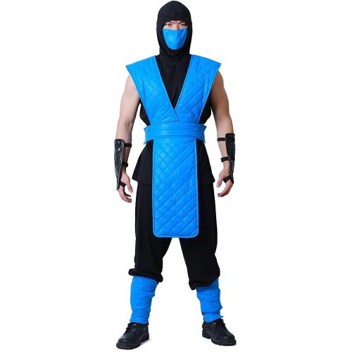  할로윈 용품miccostumes Mens Shotokan Ninja Blue Fighter Halloween Cosplay Costume