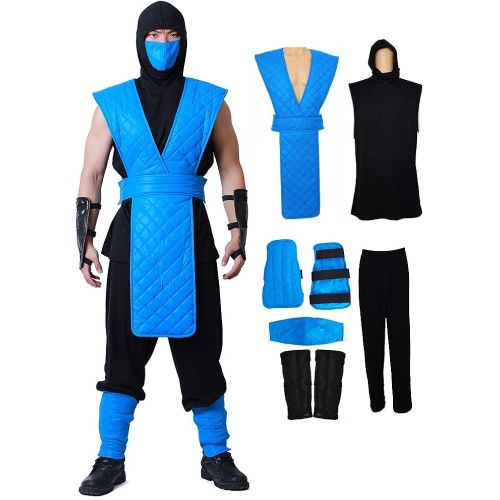  할로윈 용품miccostumes Mens Shotokan Ninja Blue Fighter Halloween Cosplay Costume