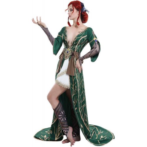  할로윈 용품miccostumes Womens Triss Merigold Alternative Look DLC Outfit Cosplay Costume Dress Robe